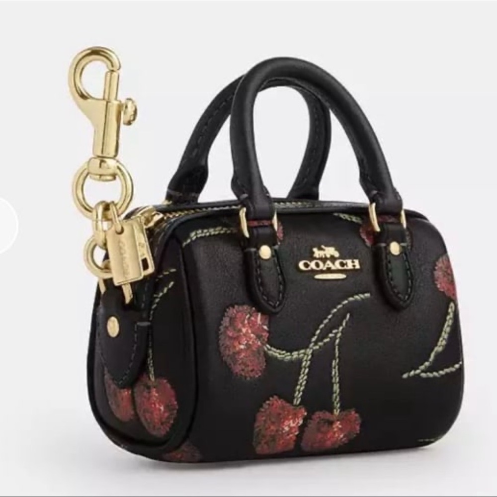 Coach Mini Rowan Bag Charm With Cherry Print NWT